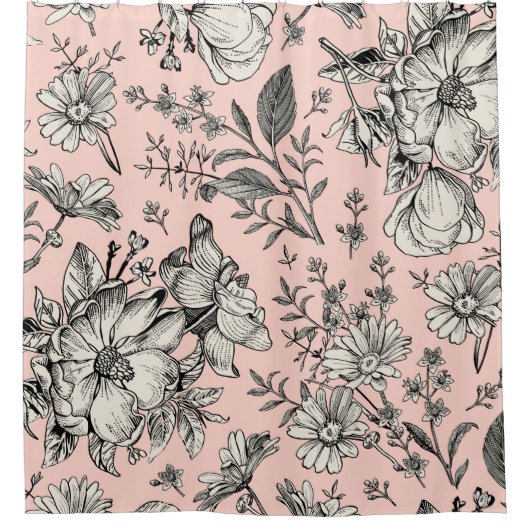 Seamless pattern. Realistic blooming Douchegordijn (Voorkant)