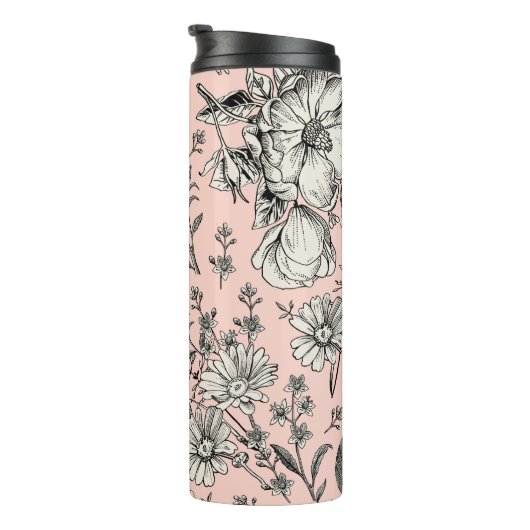 Seamless pattern. Realistic blooming Thermosbeker (Geroteerd rechts)