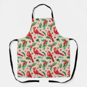 Seamless pattern red cardinal birds schort (Voorkant)