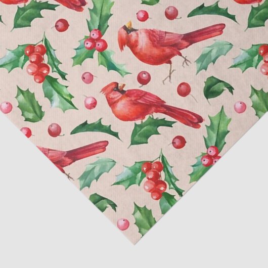 Seamless pattern red cardinal birds tissuepapier (Detail)