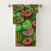 Seamless pattern tropical fruit & green background bad handdoek (Insitu)