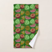 Seamless pattern tropical fruit & green background bad handdoek (Handdoek)