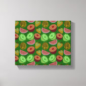 Seamless pattern tropical fruit & green background canvas afdruk (Voorkant)