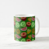 Seamless pattern tropical fruit & green background koffiemok (Voorkant rechts)