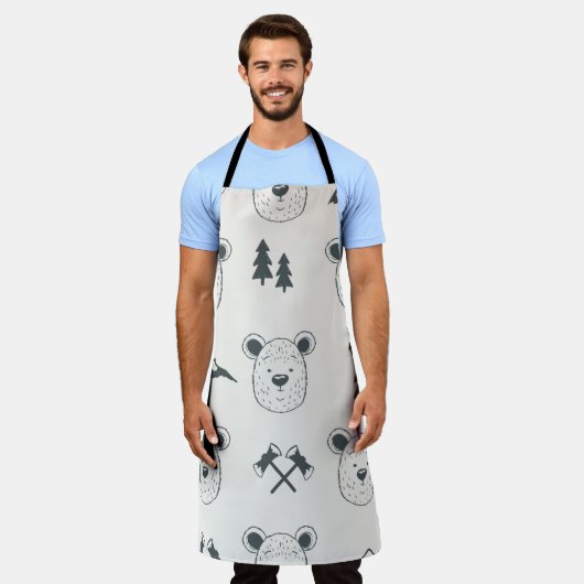 Seamless pattern with bear headspattern, bear, mou schort (Gedragen)