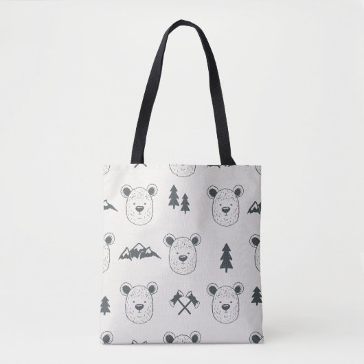 Seamless pattern with bear headspattern, bear, mou tote bag (Voorkant)