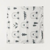 Seamless pattern with bear headspattern, bear, mou wandkleed (Voorkant (horizontaal))