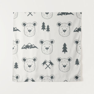 Seamless pattern with bear headspattern, bear, mou wandkleed