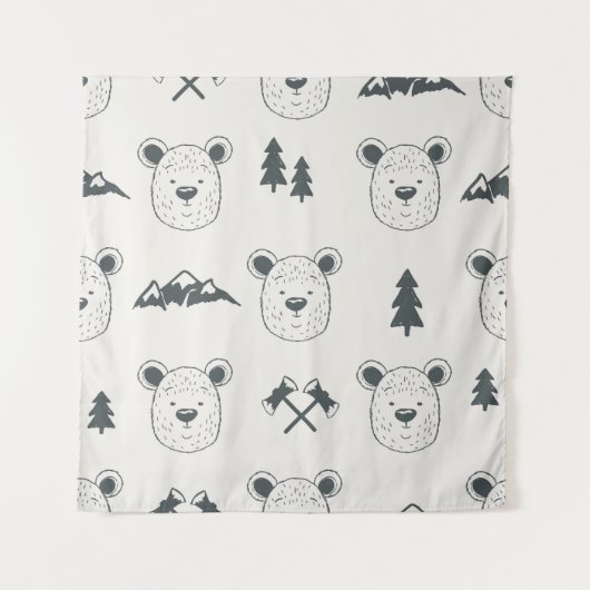 Seamless pattern with bear headspattern, bear, mou wandkleed (Voorkant)