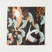 Seamless pattern with birds. Crane. Heron. Japanes Wandkleed (Voorkant (horizontaal))