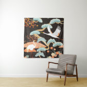 Seamless pattern with birds. Crane. Heron. Japanes Wandkleed (In situ)