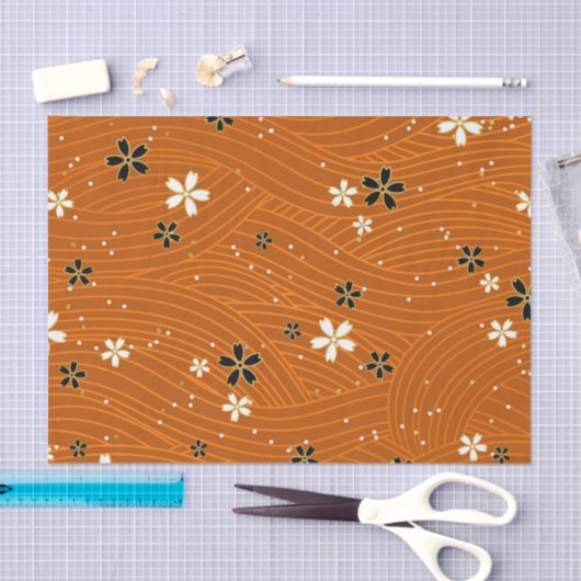 Seamless pattern with black and white flowers tissuepapier (Craft)