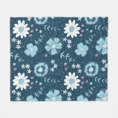 Seamless pattern with blue summer flowers on dark fleece deken (Voorkant (Horizontaal))