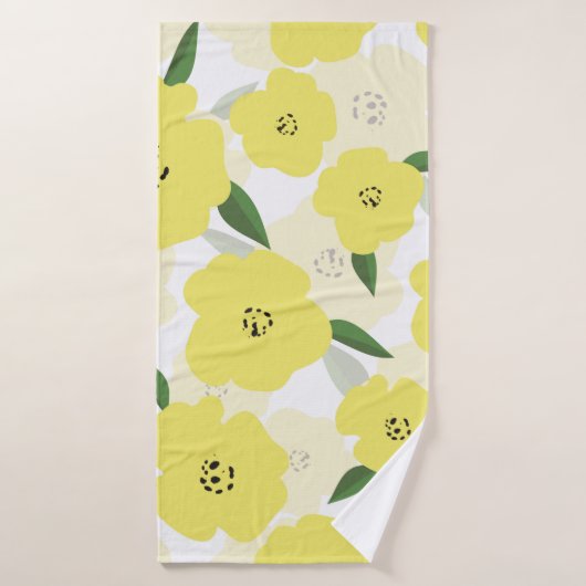Seamless pattern with bright yellow flowers backgr badhanddoek (Badhanddoek)
