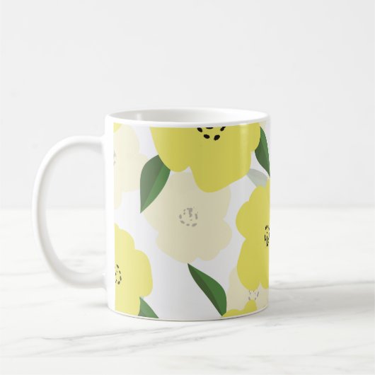 Seamless pattern with bright yellow flowers backgr koffiemok (Links)