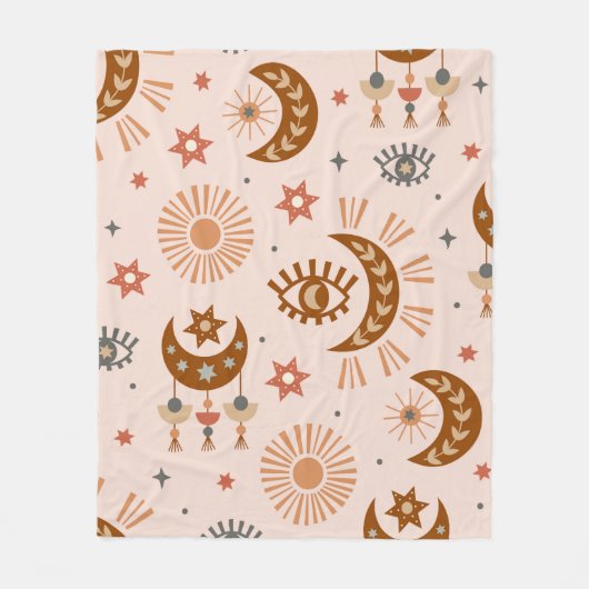 seamless pattern with celestial eye, moon, sun fleece deken (Voorkant)