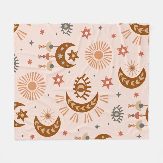 seamless pattern with celestial eye, moon, sun fleece deken (Voorkant (Horizontaal))