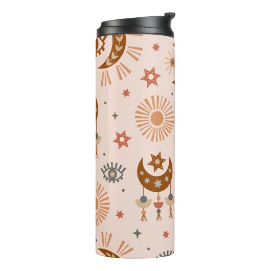 seamless pattern with celestial eye, moon, sun thermosbeker (Gedraaid links)