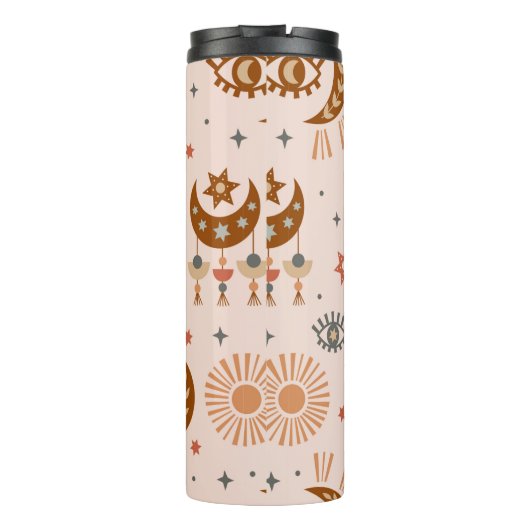 seamless pattern with celestial eye, moon, sun thermosbeker (Achterkant)