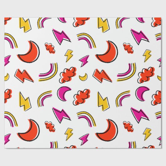 Seamless pattern with cloud lightning bolt rainbow cadeaupapier (Vlak)