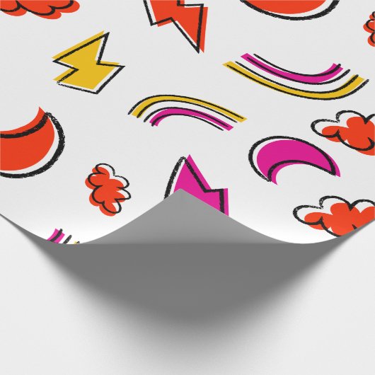 Seamless pattern with cloud lightning bolt rainbow cadeaupapier (Hoek)