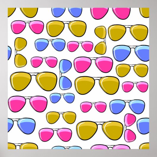 Seamless pattern with colorful fashion retro aviat poster (Voorkant)