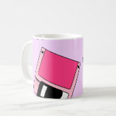Seamless pattern with colorful floppy disk in vapo koffiemok (Voorkant links)