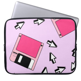 Seamless pattern with colorful floppy disk in vapo laptop sleeve
