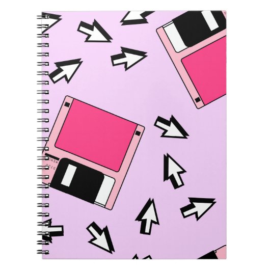 Seamless pattern with colorful floppy disk in vapo notitieboek (Voorkant)