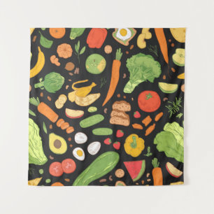 Seamless pattern with dietary food, wholesome grom wandkleed