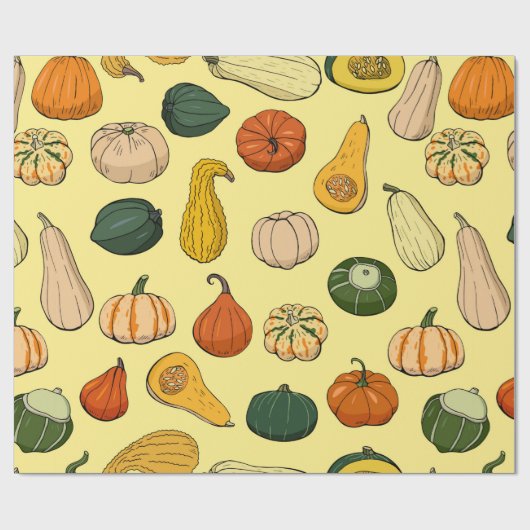 Seamless pattern with different hand drawn squashe cadeaupapier (Vlak)