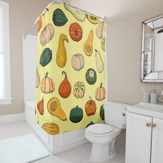 Seamless pattern with different hand drawn squashe douchegordijn (In situ)