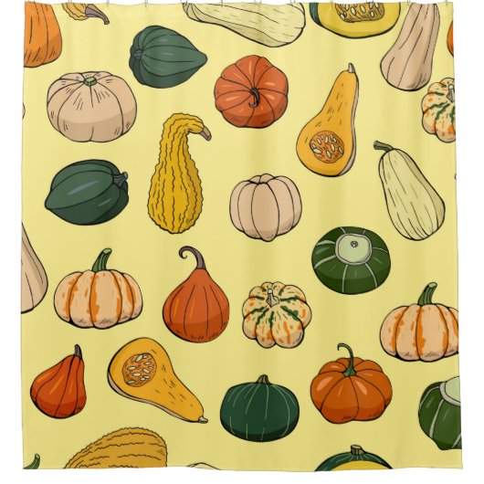 Seamless pattern with different hand drawn squashe douchegordijn (Voorkant)