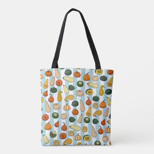 Seamless pattern with different hand drawn squashe tote bag (Achterkant)