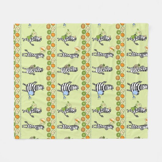 Seamless pattern with different zebras and differe fleece deken (Voorkant (Horizontaal))