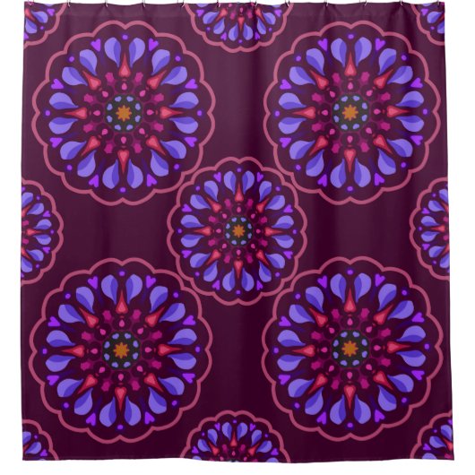 Seamless pattern with etnische mandala art ornamen douchegordijn (Voorkant)