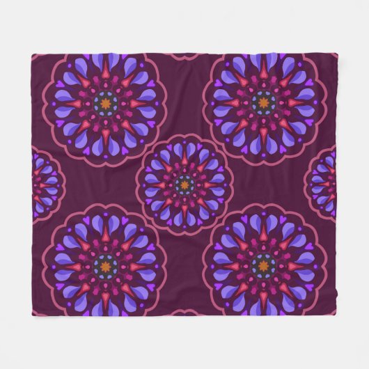 Seamless pattern with etnische mandala art ornamen fleece deken (Voorkant (Horizontaal))