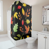 Seamless pattern with fallen autumn leaves and col douchegordijn (In situ)