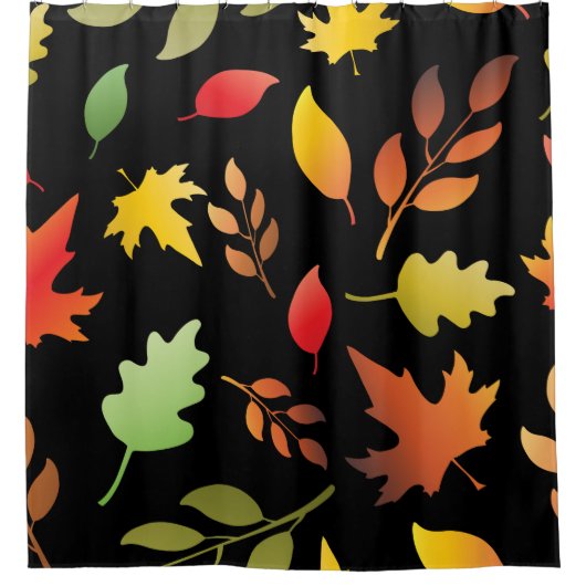 Seamless pattern with fallen autumn leaves and col douchegordijn (Voorkant)