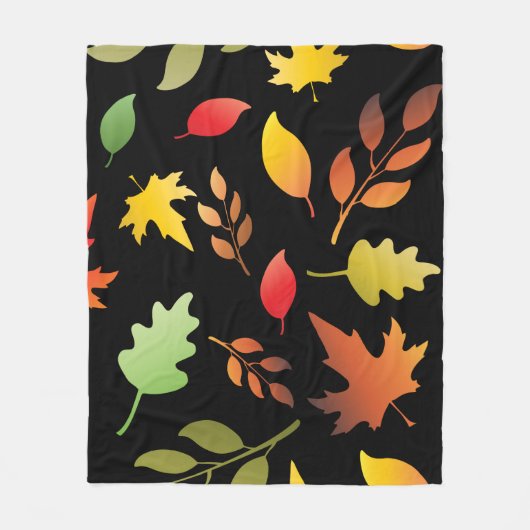 Seamless pattern with fallen autumn leaves and col fleece deken (Voorkant)