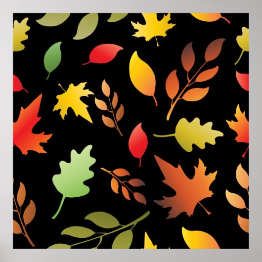 Seamless pattern with fallen autumn leaves and col poster (Voorkant)
