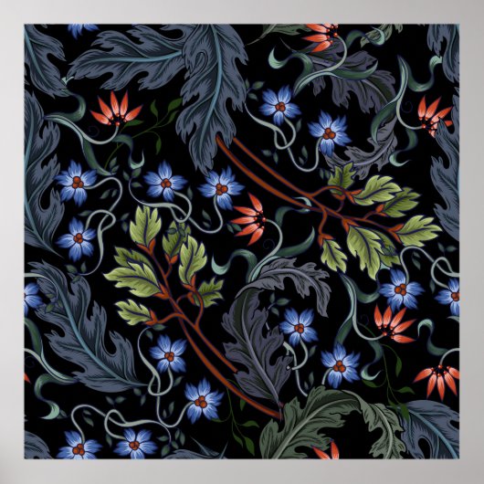 Seamless pattern with flowers in art deco style. M Poster (Voorkant)
