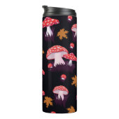 Seamless pattern with fly agaric and maple leaves. thermosbeker (Geroteerd rechts)