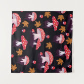 Seamless pattern with fly agaric and maple leaves. wandkleed (Voorkant (horizontaal))