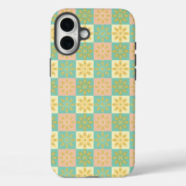 Seamless pattern with geometric floral motifs iPhone 16 plus hoesje