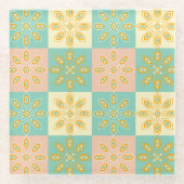 Seamless pattern with geometric floral motifs glazen onderzetter (Voorkant)