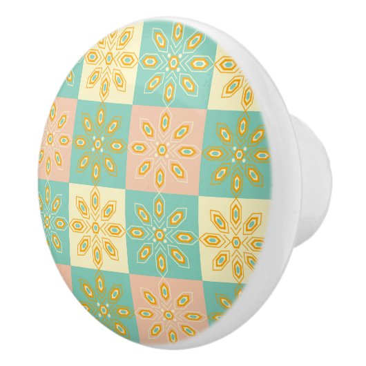 Seamless pattern with geometric floral motifs keramische knop (Rechts)