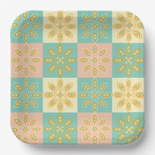 Seamless pattern with geometric floral motifs papieren bordje (Voorkant)