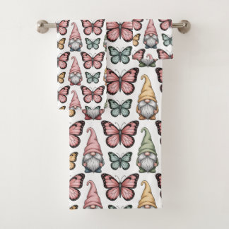 Seamless Pattern with Gnomes and Butterflies Bad Handdoek