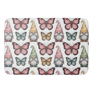 Seamless Pattern with Gnomes and Butterflies Badmat
